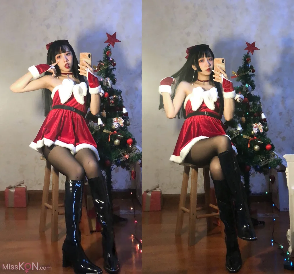 Coser@果咩酱w: 圣诞 黑丝 (28 photos + 3 videos)