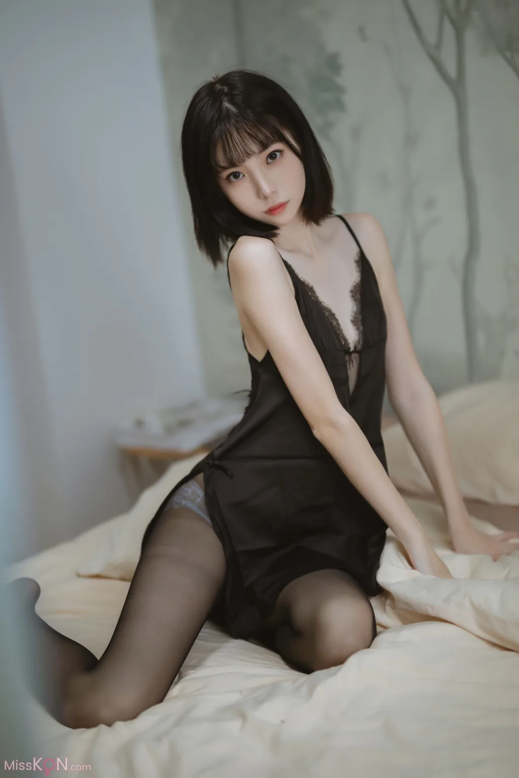 Coser@许岚LAN: 黑色蕾丝睡衣 (40 photos)
