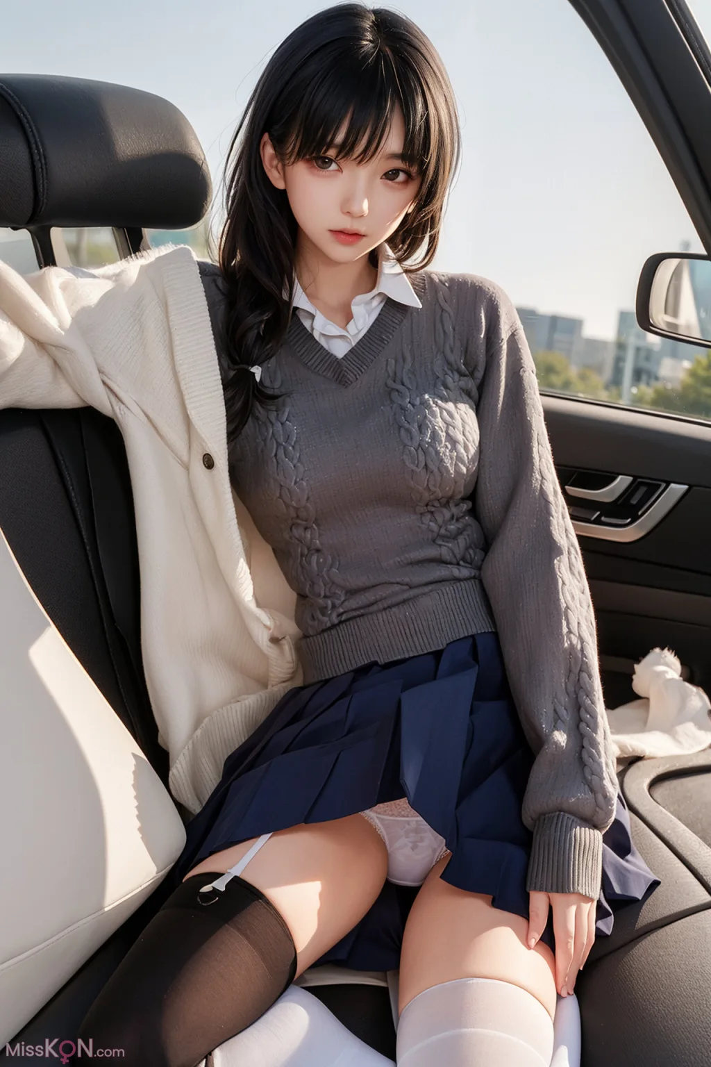 [AI Generated] AI美女车内丝袜露出无码图集 (160 ảnh)