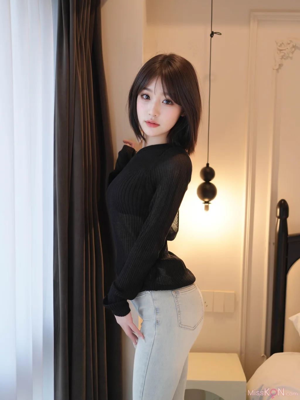 [XR Uncensored] 汁汁: R18 秀人网模特 牛仔裤下的虾线黑丝 (78 photos)